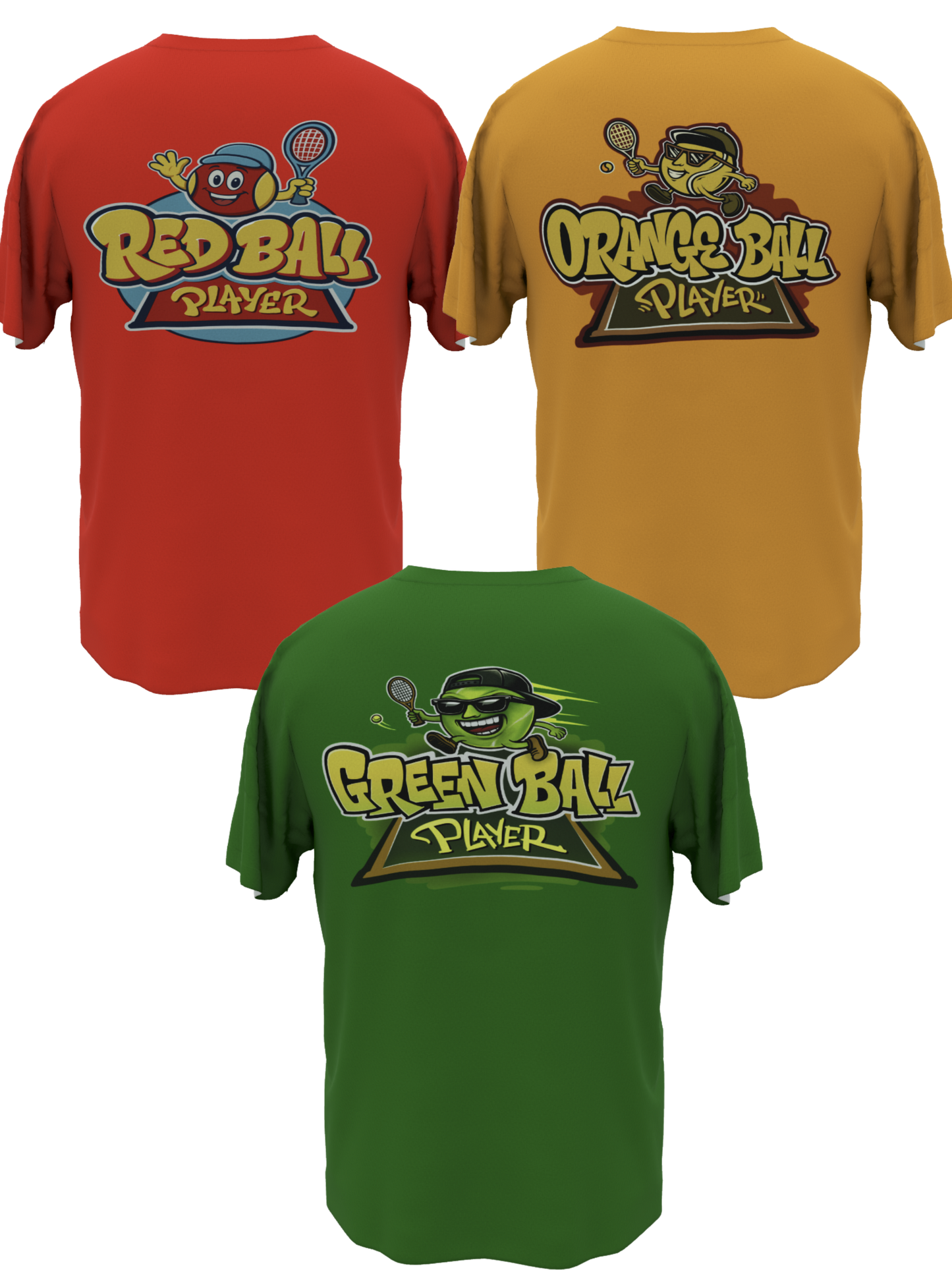 EPTC Junior Polyester Sports T-Shirt (Red, Orange, Green Ball players)